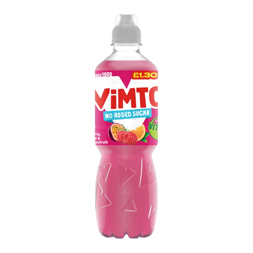 VIMTO RASPBERRY, ORANGE & PASSIONFRUIT PMP £1.30 500ML