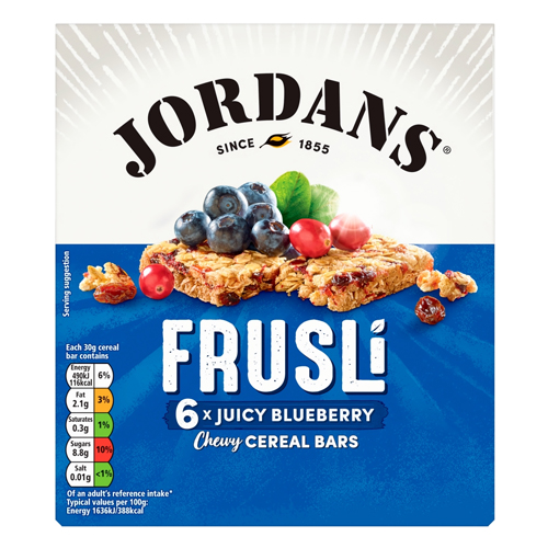 JORDANS FRUSLI JUICY BLUEBERRIES CEREAL BARS180G