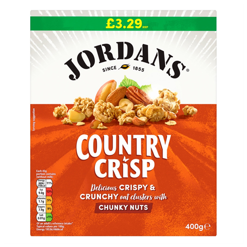 JORDANS COUNTRY CRISP CHUNKY NUT £3.29 400G