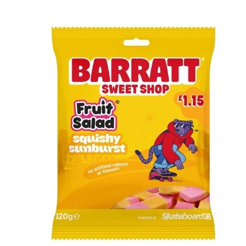 BARRATT FRUIT SALAD SQUISHY SUNBURST BAG PMP £1.15 120G