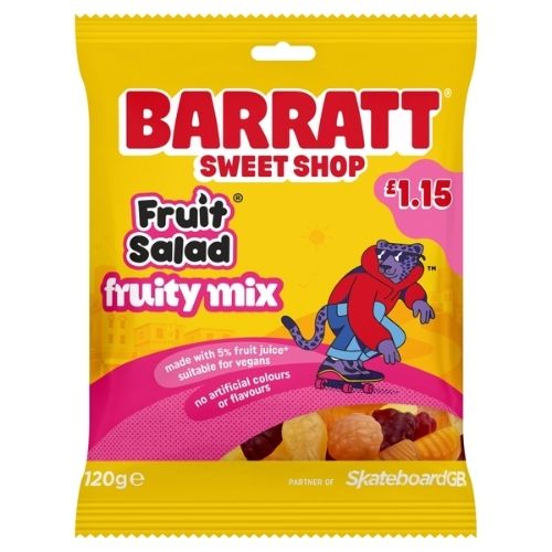 BARRATT FRUIT SALAD FRUITY MIX BAG PMP £1.15 120G