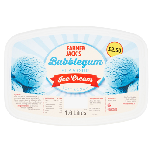 FARMER JACK'S BUBBLEGUM SOFT SCOOP PMP £2.50 1.6L