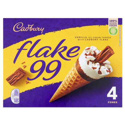 CADBURY FLAKE 99 CONES 4 X 125ML (500ML)