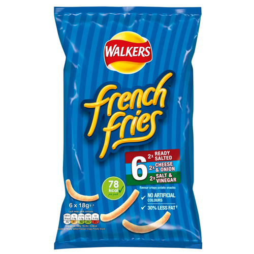 WALKERS FRENCH FRIES VARIETY CRISPS 6PK 18G