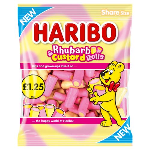 HARIBO RHUBARB & CUSTARD ROLLS BAG PMP £1.25 140G
