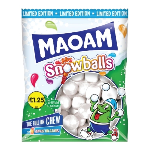 MAOAM SNOWBALLS PMP £1.25 140G-XMAS