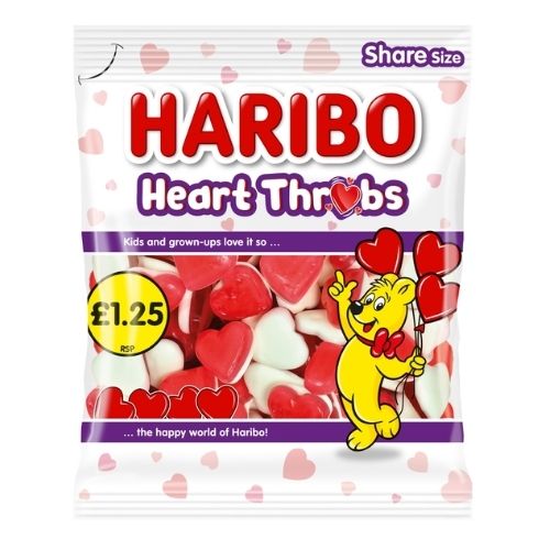 HARIBO HEART THROBS BAG PMP £1.25 140G