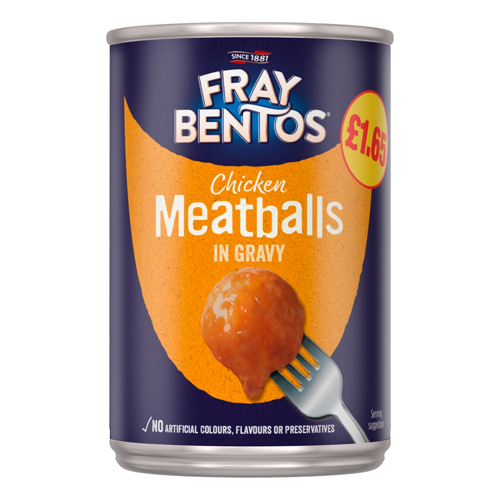 FRAY BENTOS CHICKEN MEATBALLS IN GRAVY PMP £1.65 380G
