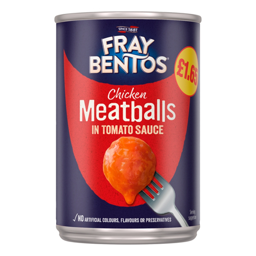 FRAY BENTOS CHICKEN MEATBALLS IN TOMATO SAUCE PMP £1.65 380G