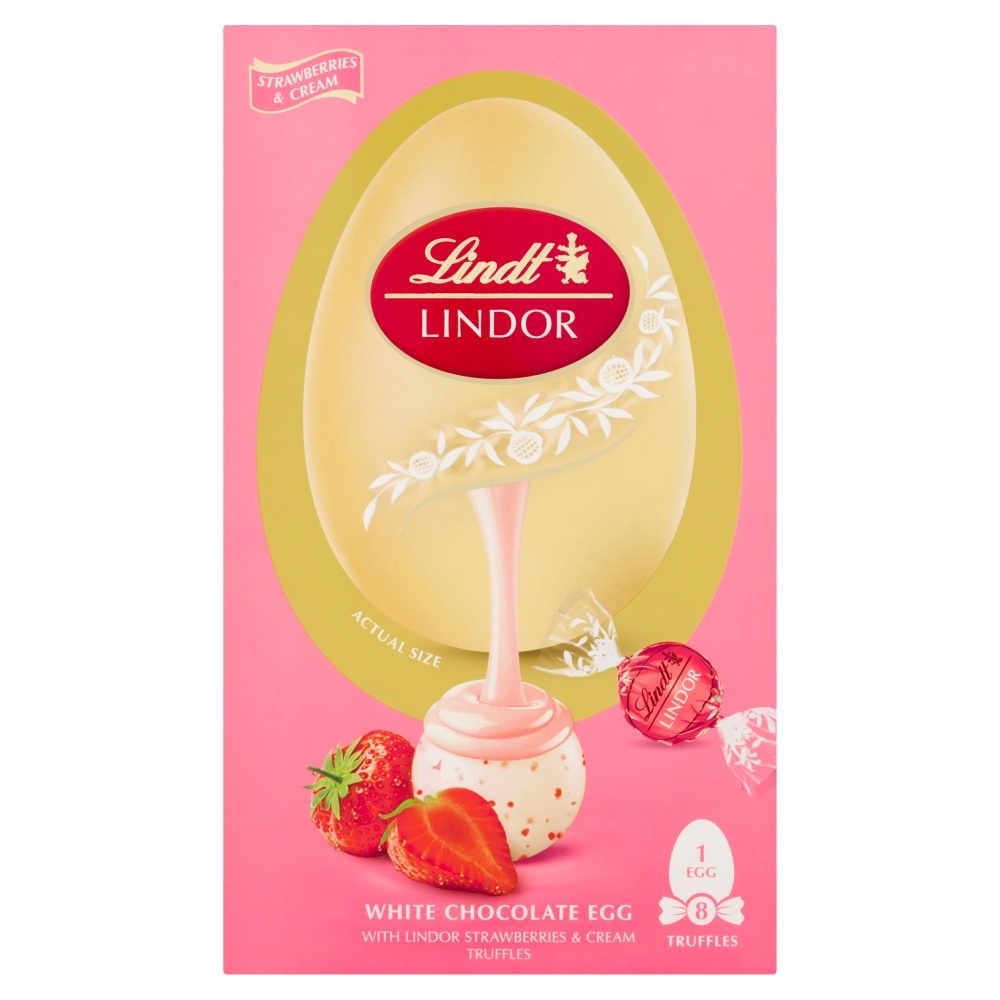 LINDT LINDOR SHELL EGG STRAWBERRY & CREAM 260G-EASTER