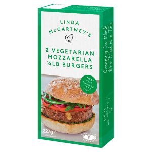 LINDA MCCARTNEY’S 2 VEGETARIAN MOZZARELLA BURGERS 227G