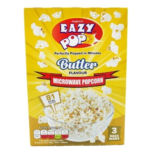 EAZYPOP 3 PACK BUTTER FLAVOUR MICROWAVE POPCORN 85G