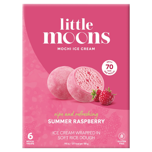 LITTLE MOONS RASPBERRY ICE CREAM MOCHI 6PK