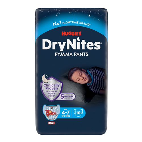 HUGGIES DRYNITES BEDWETTING PYJAMA PANTS FOR BOY 4-7 YEARS 10PK