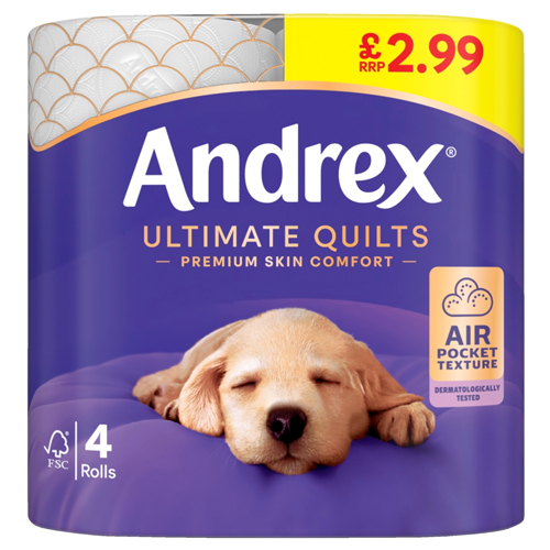 ANDREX TOILET TISSUE ULTIMATE QUILT 4ROLL PMP £2.99