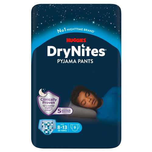 HUGGIES DRYNITES BEDWETTING PYJAMA PANTS FOR BOY 8-13 YEARS 9PK