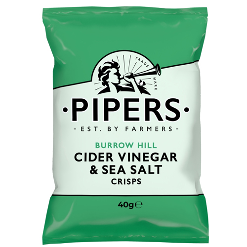 PIPERS BURROW HILL CIDER VINEGAR & SEA SALT CRISPS 40G