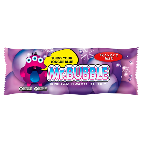FRANCO'S ICES MR. BUBBLE BUBBLEGUM FLAVOUR ICE LOLLY 70ML