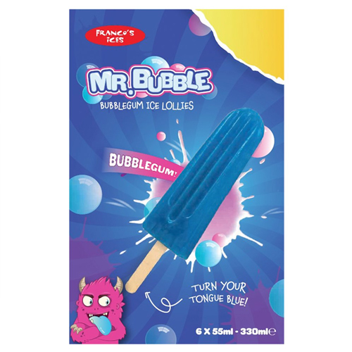 FRANCO'S MR BUBBLE LOLLIES PMP £2.00 6PK