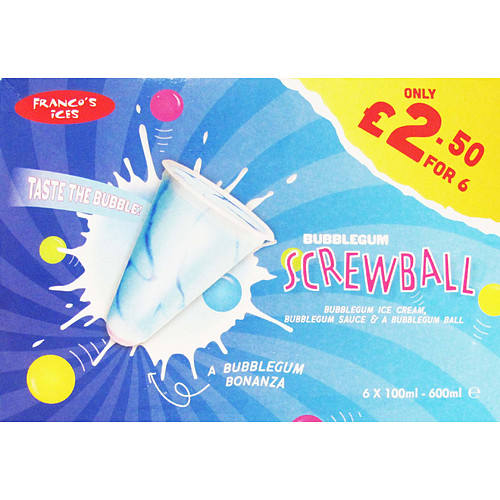 FRANCO'S 6 BUBBLEGUM SCREWBALLS PMP £2.50 6PK