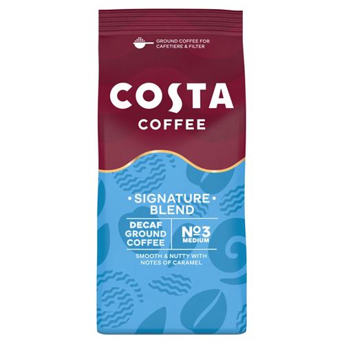 COSTA COFFEE SIGNATURE BLEND MEDIUM DECAF GROUND COFFEE 200G