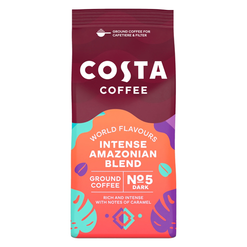 COSTA COFFEE INTENSE AMAZONIAN BLEND GROUND COFFEE BEANS 200G