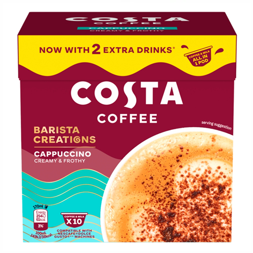 COSTA COFFEE CAPPUCCINO CREAMY & FROTHY 10 SAC 130G