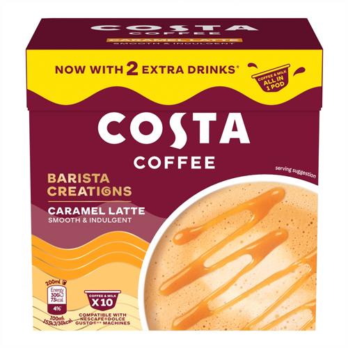 COSTA COFFEE BARISTA CREATIONS DOLCE GUSTO CARAMEL LATTE 10 SAC 160G