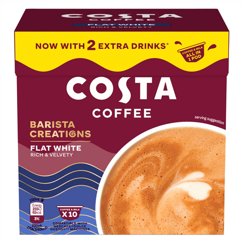COSTA COFFEE BARISTA CREATIONS DOLCE GUSTO FLAT WHITE 10 SAC 140G