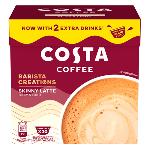 COSTA COFFEE BARISTA CREATIONS DOLCE GUSTO PODS SKINNY LATTE 10 SAC 140G