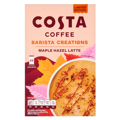 COSTA COFFEE BARISTA CREATIONS MAPLE HAZEL LATTE 5 SAC 85G