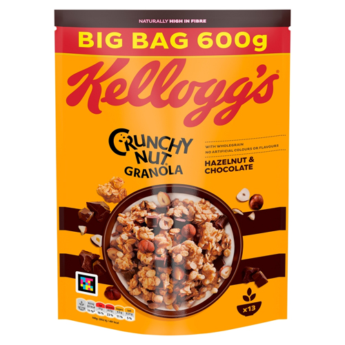 KELLOGG'S CRUNCHY NUT CHOCOLATE & HAZELNUT BREAKFAST GRANOLA 600G