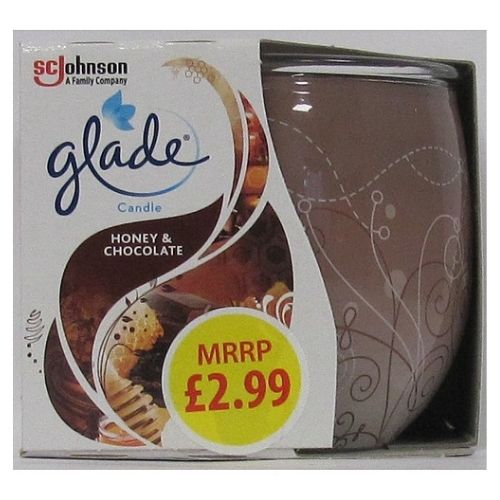 GLADE CANDLE HONEY & CHOCOLATE PMP £2.99 120G
