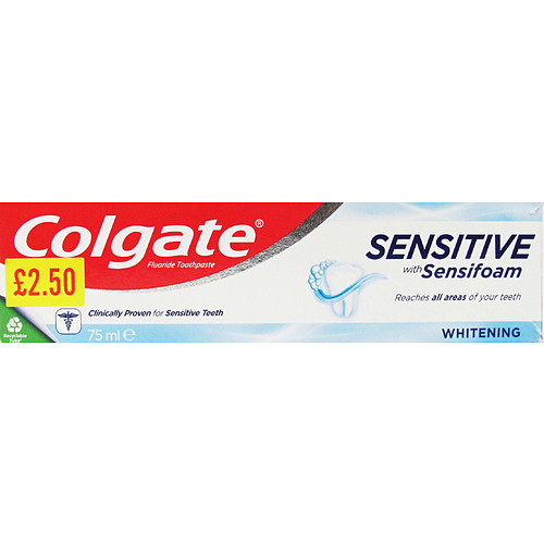 COLGATE TOOTHPASTE SENSITIVE FOAM WHITENING PMP £2.50 75ML