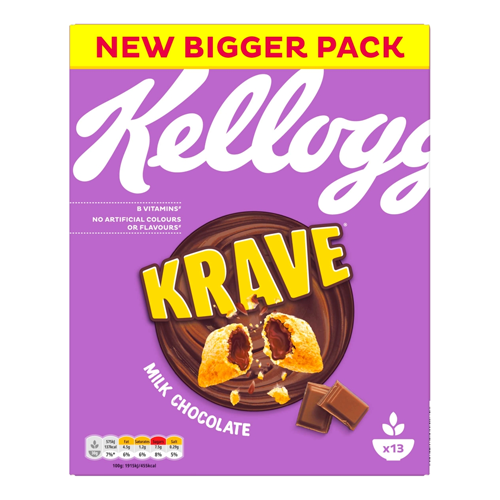 KELLOGG'S KRAVE MILK CHOCOLATE BREAKFAST CEREAL 5X 410G