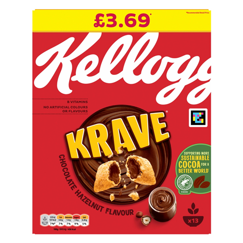 KELLOGG'S KRAVE CHOCOLATE HAZELNUT PMP £3.69 410G
