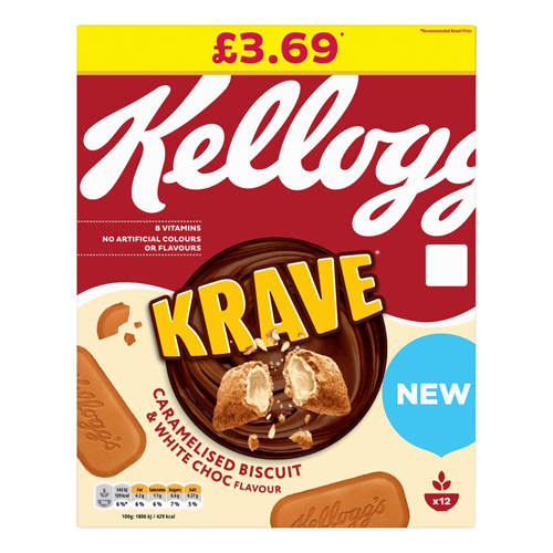 KELLOGG'S KRAVE CARAMELISED BISCUIT BREAKFAST CEREAL PMP £3.69 375G