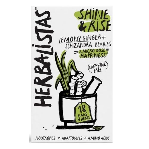 HERBALISTAS 18S SHINE & RISE LEMONY, GINGER + SCHIZANDRA BERRIES BAGS OF HERBS 45G