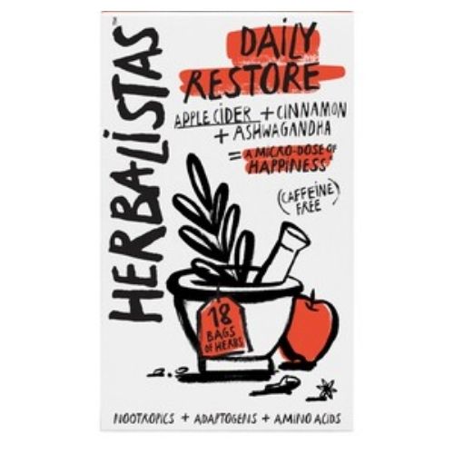 HERBALISTAS 18S DAILY RESTORE APPLE CIDER + CINNAMON + ASHWAGANDHA BAGS OF HERBS 40G