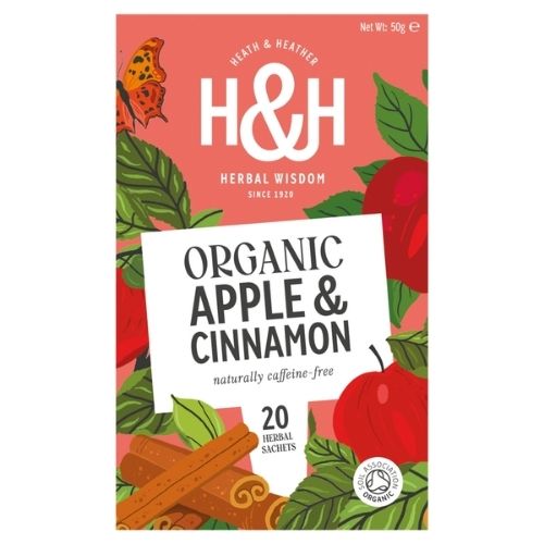 HEATH & HEATHER ORGANIC APPLE & CINNAMON 20S ENVELOPE BAGS 30G