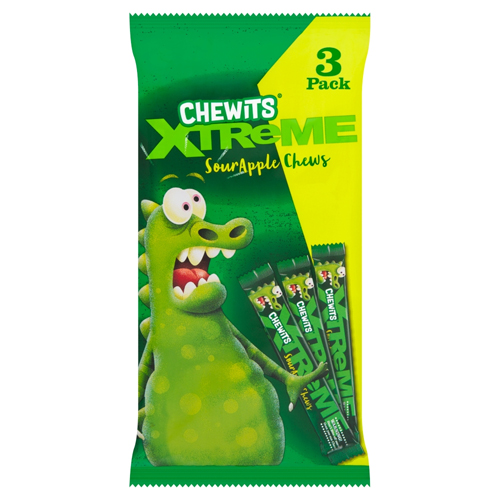 CHEWITS XTREME SOUR APPLE CHEWS 102G