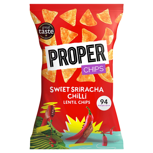 PROPER CHIPS SWEET SRIRACHA CHILLI LENTIL CHIPS 85G