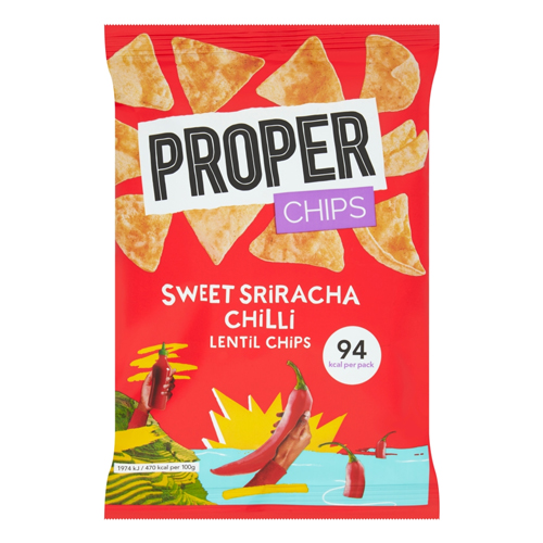 PROPERCHIPS SWEET SRIRACHA CHILLI LENTIL CHIPS 20G