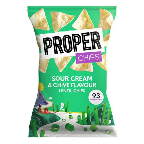 PROPERCHIPS SOUR CREAM & CHIVE FLAVOUR LENTIL CHIPS 20G