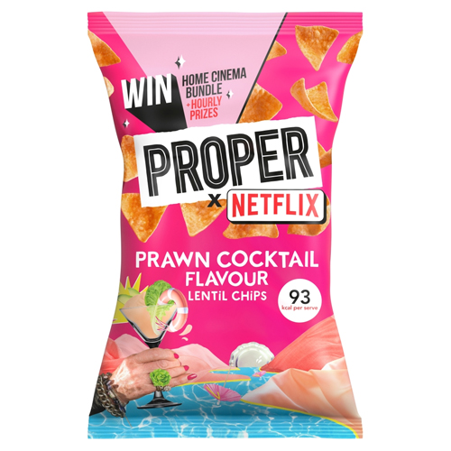 PROPER CHIPS PRAWN COCKTAIL FLAVOUR LENTIL CHIPS 85G
