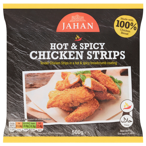 JAHAN HOT N SPICY CHICKEN STRIPS 500G