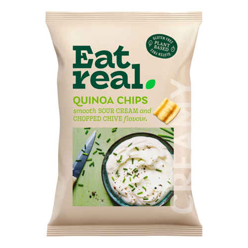 EAT REAL SMOOTH SOUR CREAM AND CHOPPED CHIVE FLAVOUR QUINOA CHIPS 90G