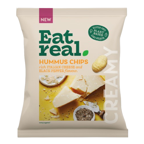EAT REAL HUMMUS RICH ITALIAN CHEESE & BLACK PEPPER CHIPS 45G