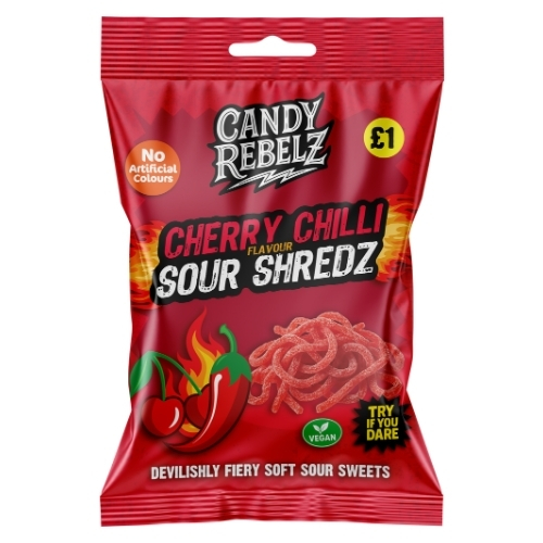 CANDY REBELZ CHERRY CHILLI SOUR SHREDZ 150G