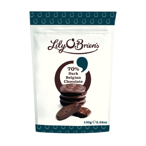 LILY O'BRIEN'S 70% DARK BELGIAN CHOCOLATE 100G